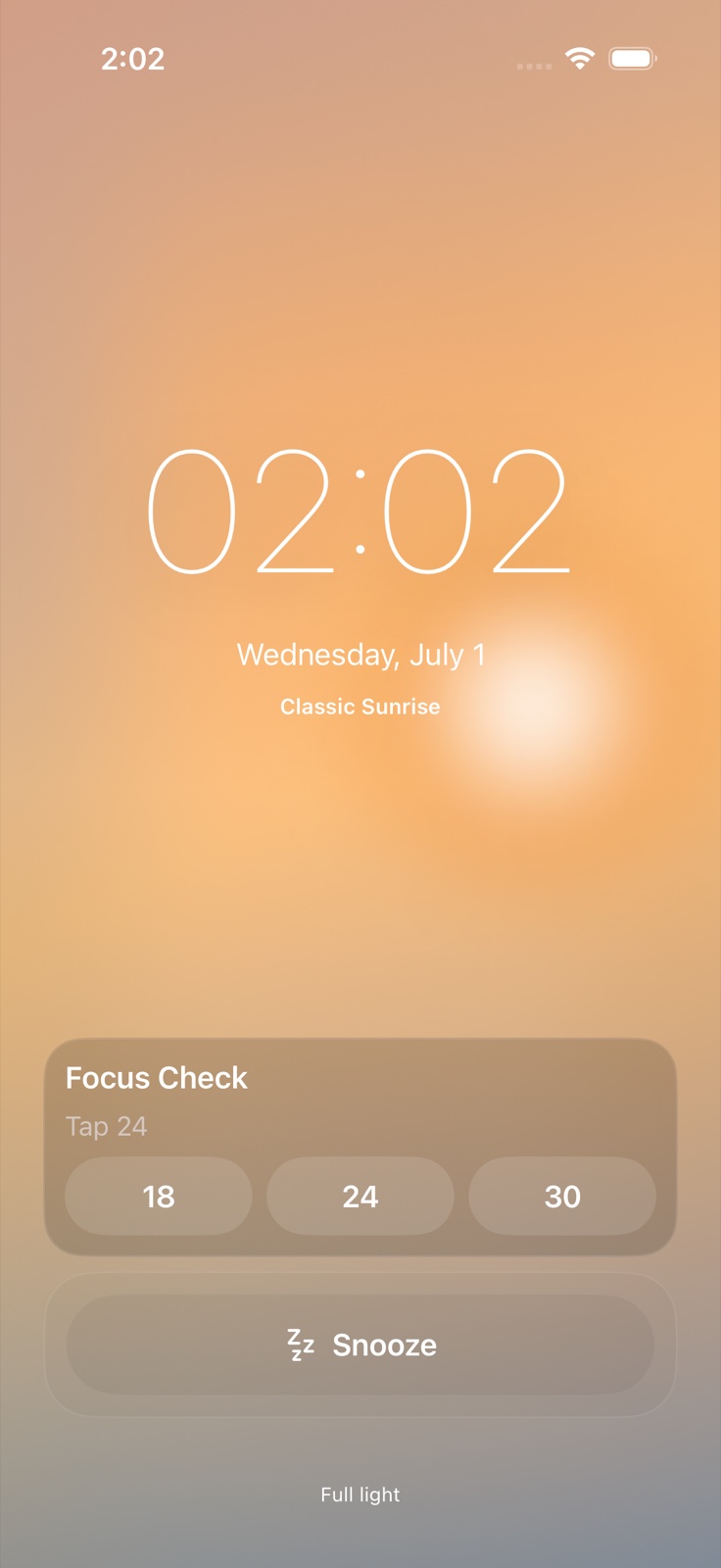 FirstLight Alarm focus-check wake mission